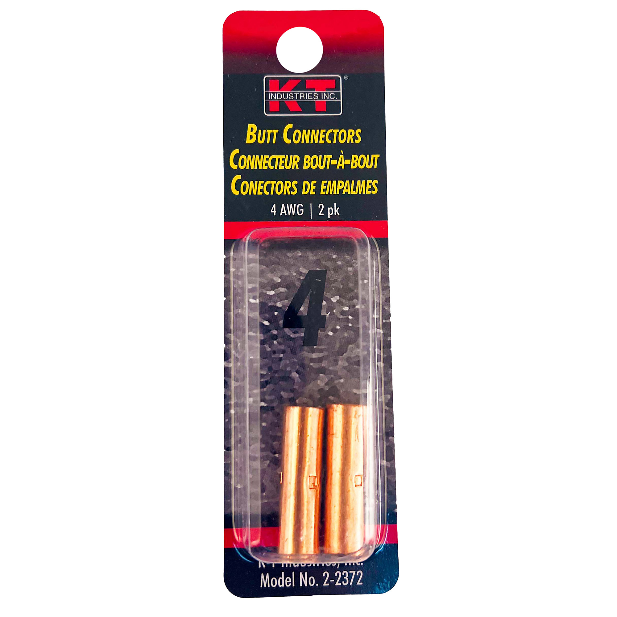 K-T Industries Butt Connector — Size 4, Copper, 2 Pcs, Model# 2-2372